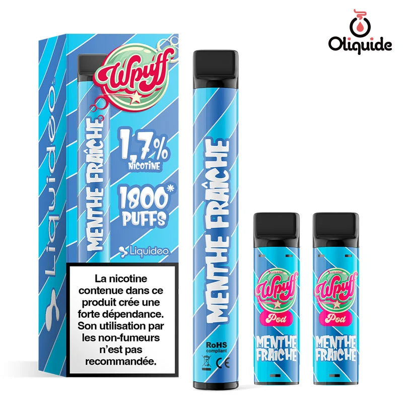 Liquideo 1800 Puff 1.7% Rechargeable - Menthe Fraîche
